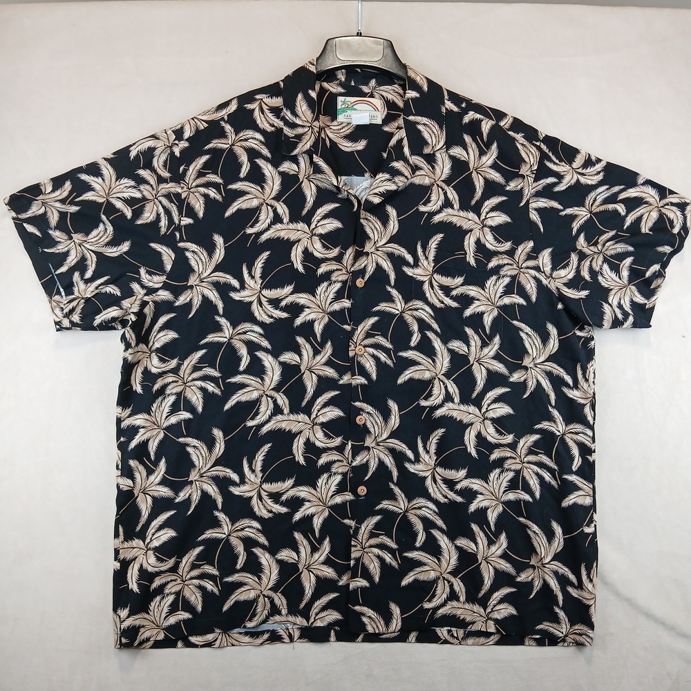 Vintage Paradise Found XL Mens Shirt Rayon Hawaiian Floral 27x30 **Fits XXL **